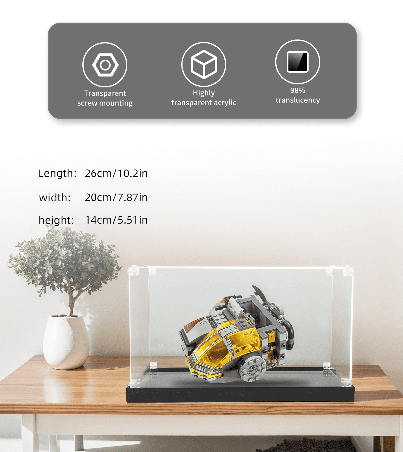 Display case for LEGO Star Wars Resistance Transport Pod 75176