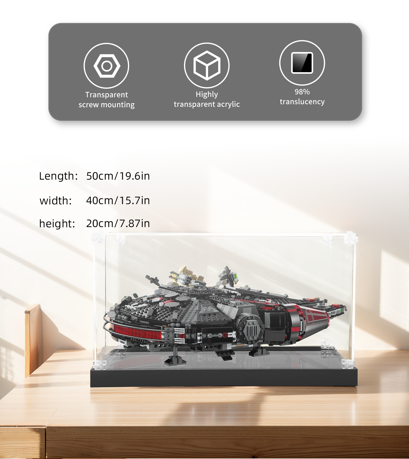 Display Case for LEGO Star Wars The Dark Falcon 75389