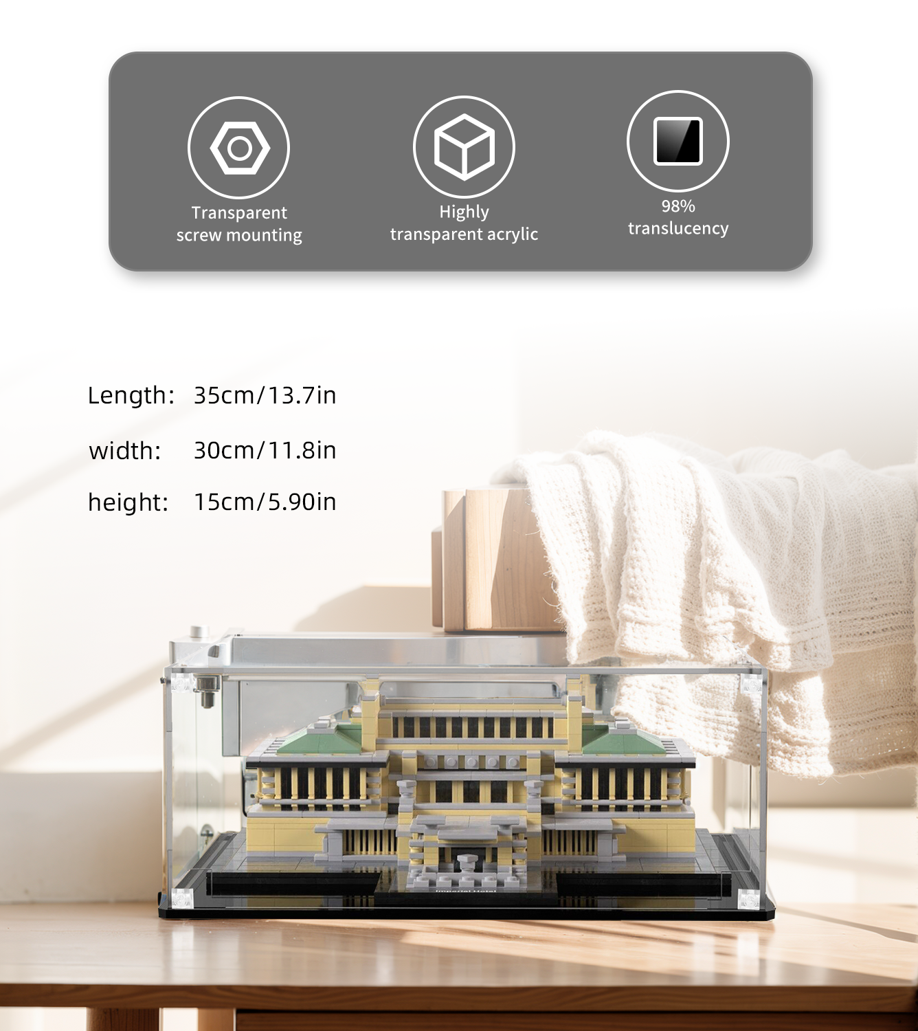 Display case for Lego Architecture Imperial Hotel 21017