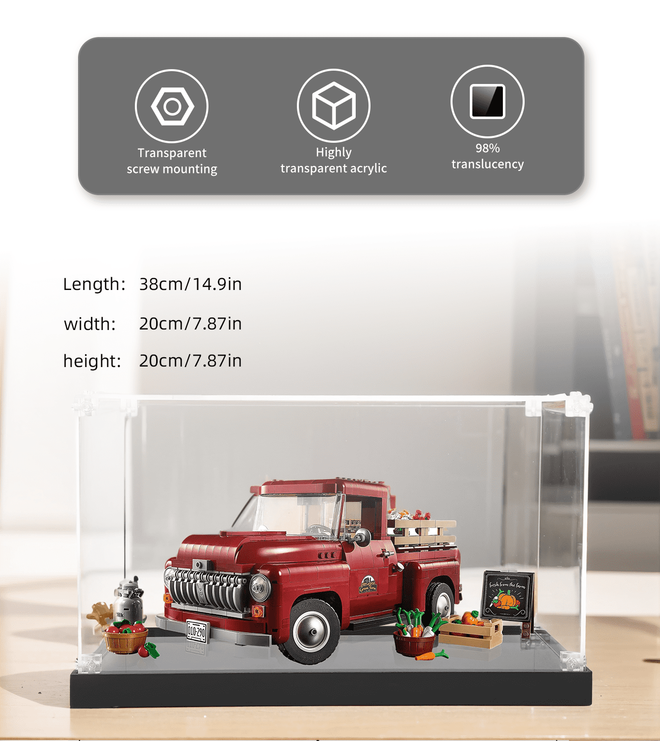 Display Case for Lego Pickup Truck 10290