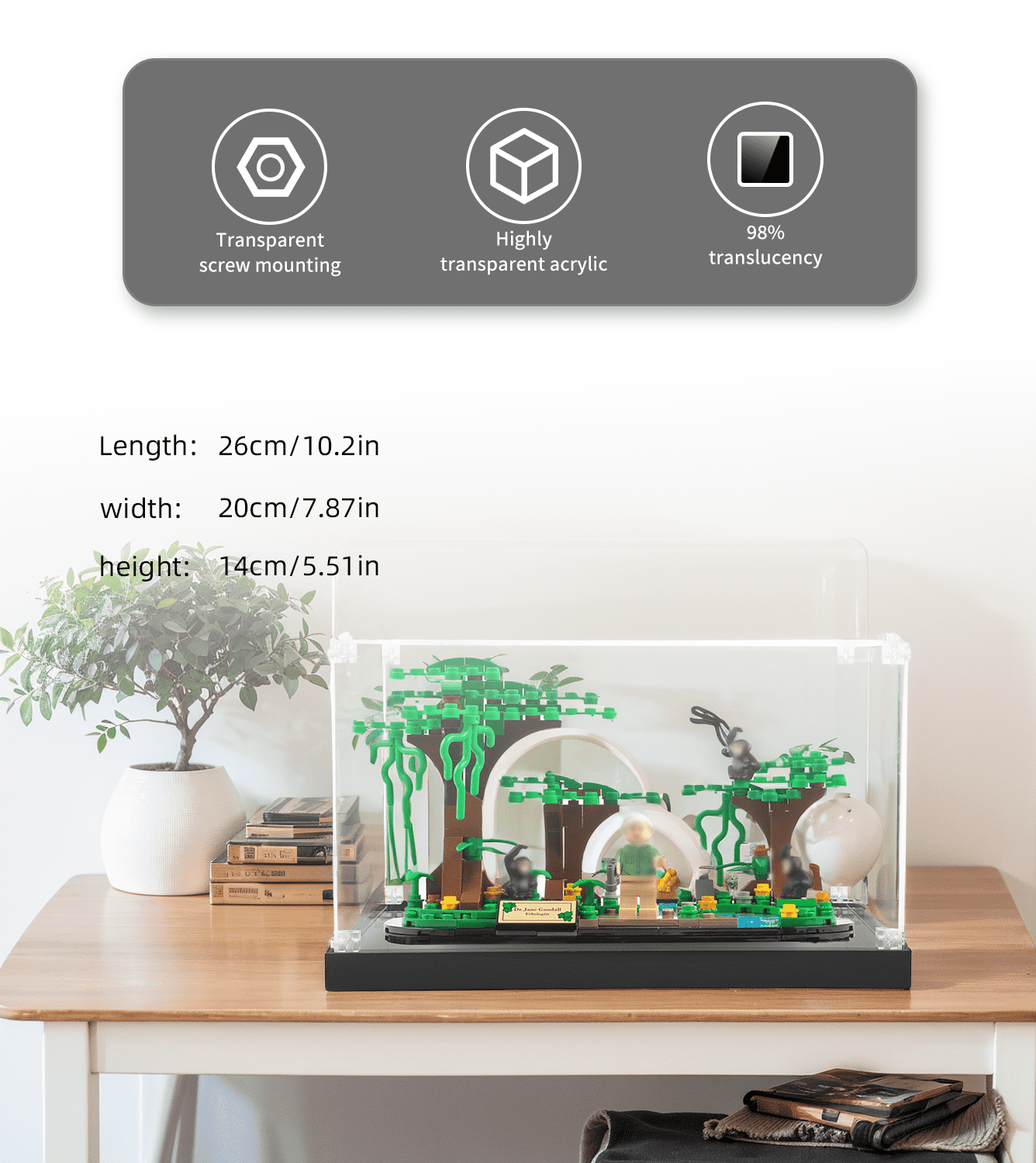 Display case for LEGO Creator Jane Goodall Tribute 40530