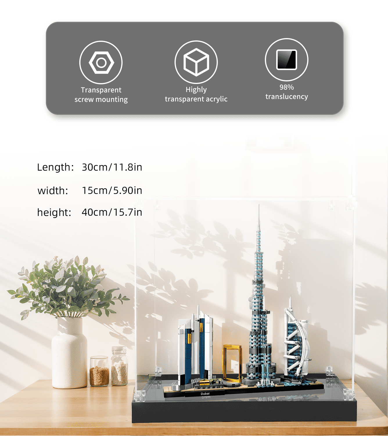 Display Case for LEGO Architecture Dubai 21052