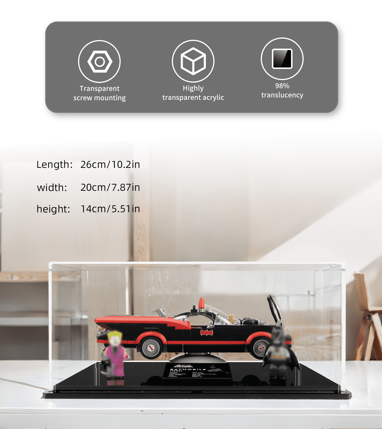 Display Case for Lego Batman Classic TV Series Batmobile 76188 - ICUANUTY