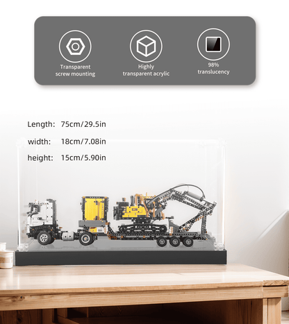 Display case for LEGO Volvo FMX Truck & EC230 Electric Excavator 42175