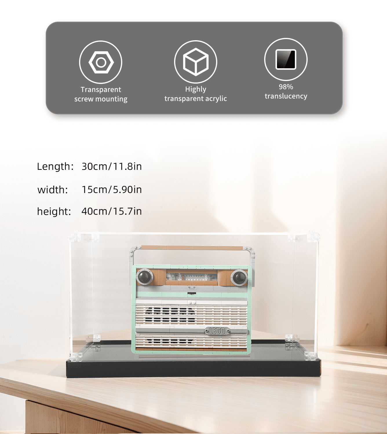 Display Case for LEGO Creator Retro Radio 10334