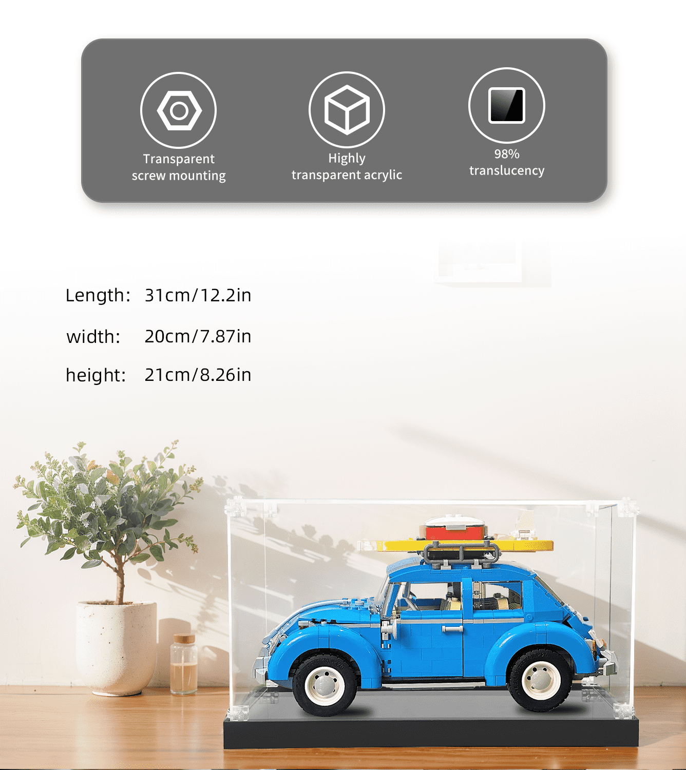 Display Case for LEGO Creator Volkswagen Beetle 10252