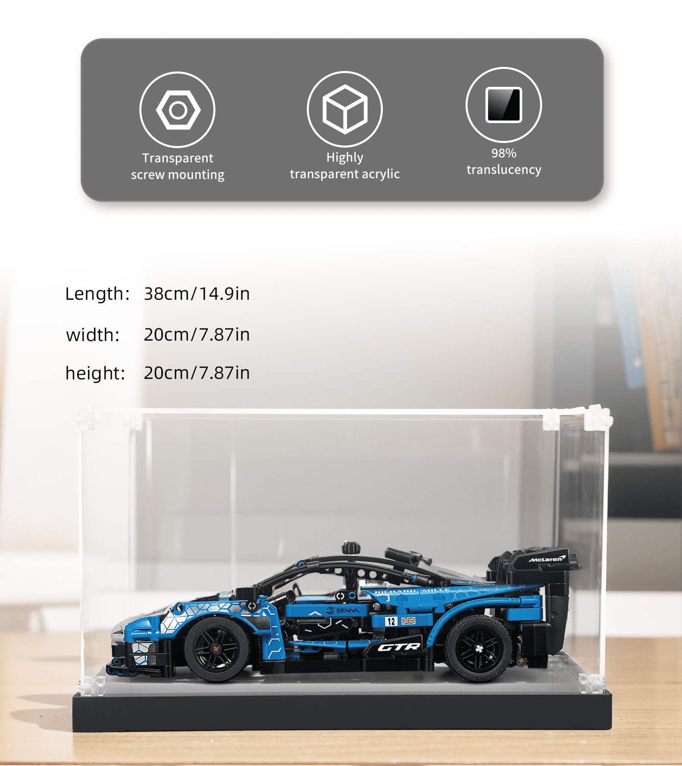 Display Case for Lego Technic McLaren Senna GTR 42123 - ICUANUTY