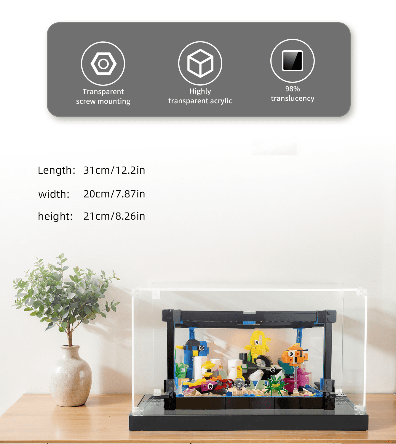 Display Case for LEGO Creator 3in1 Fish Bowl 31122