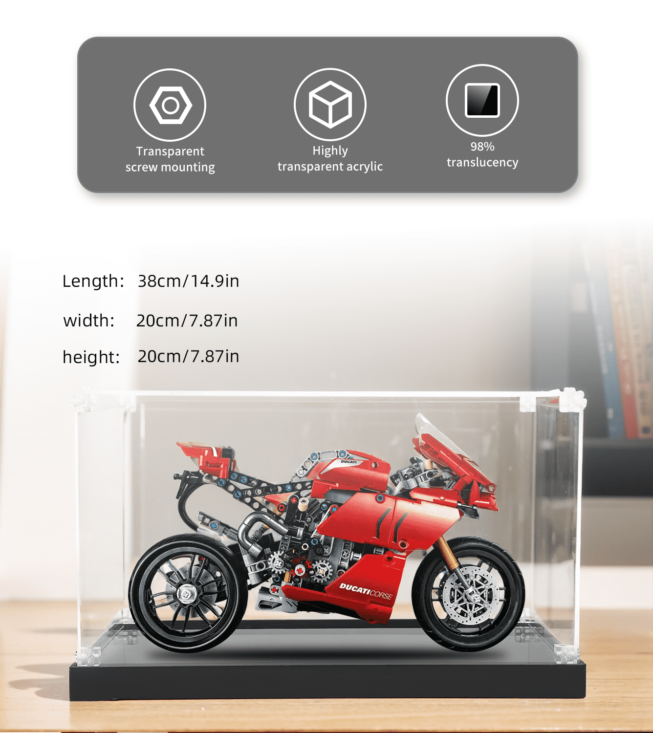 Display Case for Lego Technic Ducati Panigale V4 R 42107