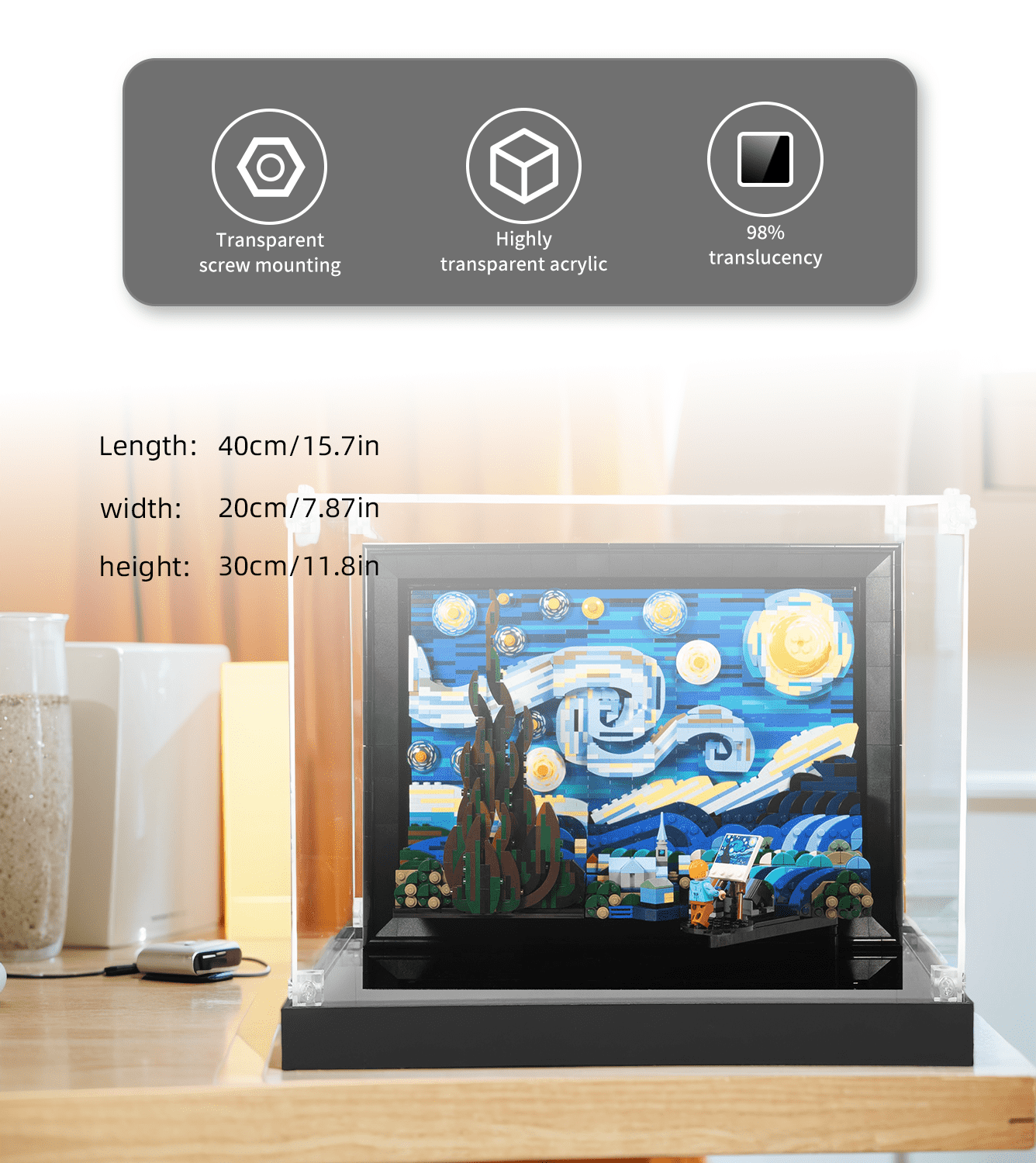 ICUANUTY-Display Case for Lego van Gogh - The Starry Night 21333