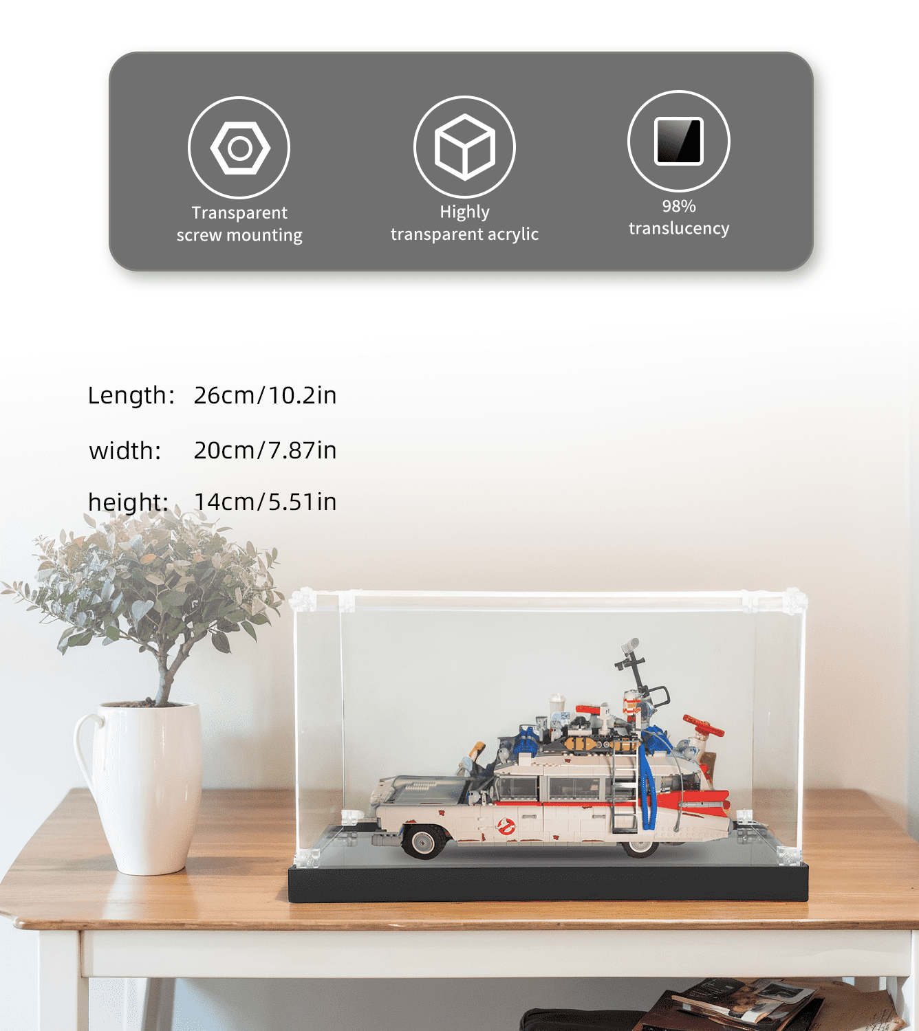 Display case for LEGO Ideas Ghostbusters Ecto-1 21108