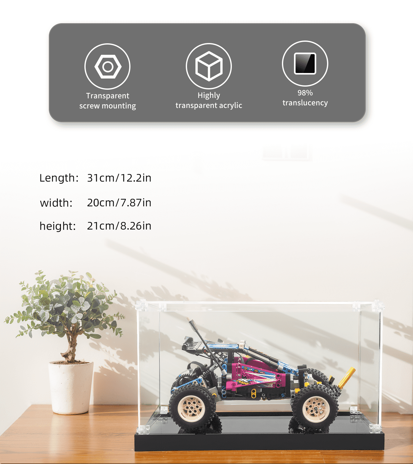 Display Case for LEGO Technic Off-Road Buggy 42124 - ICUANUTY