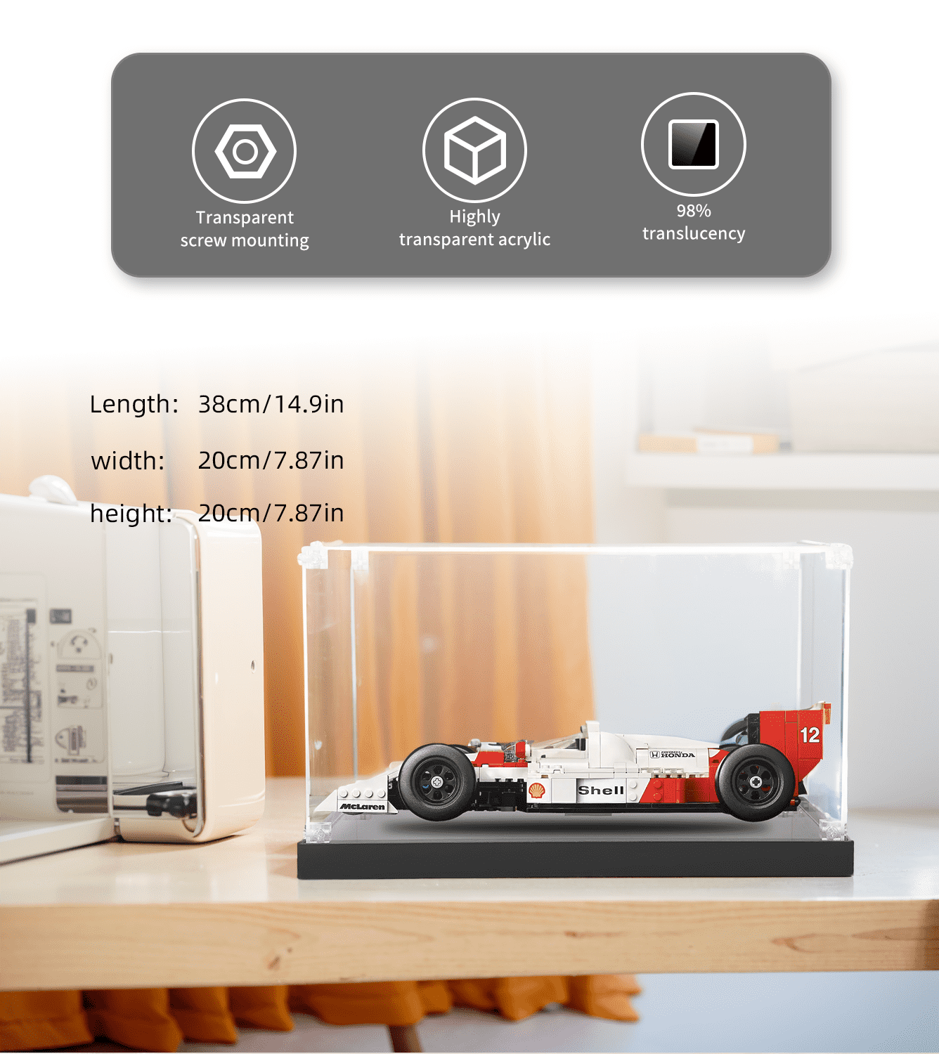 Display case for LEGO McLaren MP4/4 & Ayrton Senna 10330