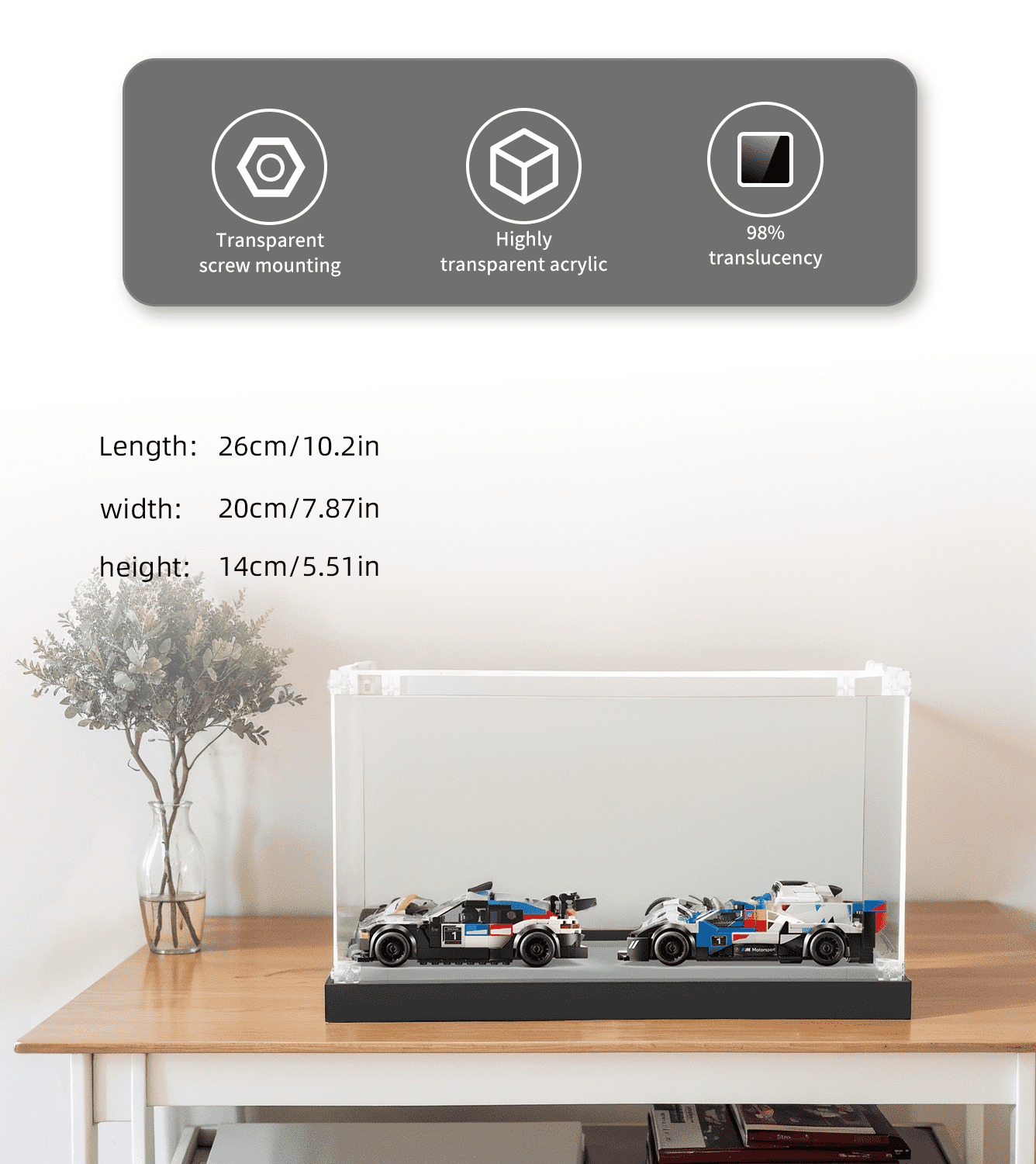 Display case for LEGO BMW M4 GT3 & BMW M Hybrid V8 76922