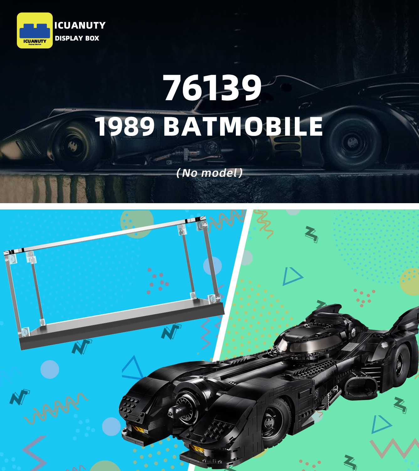 Display case for LEGO Batmobile 1989 76139