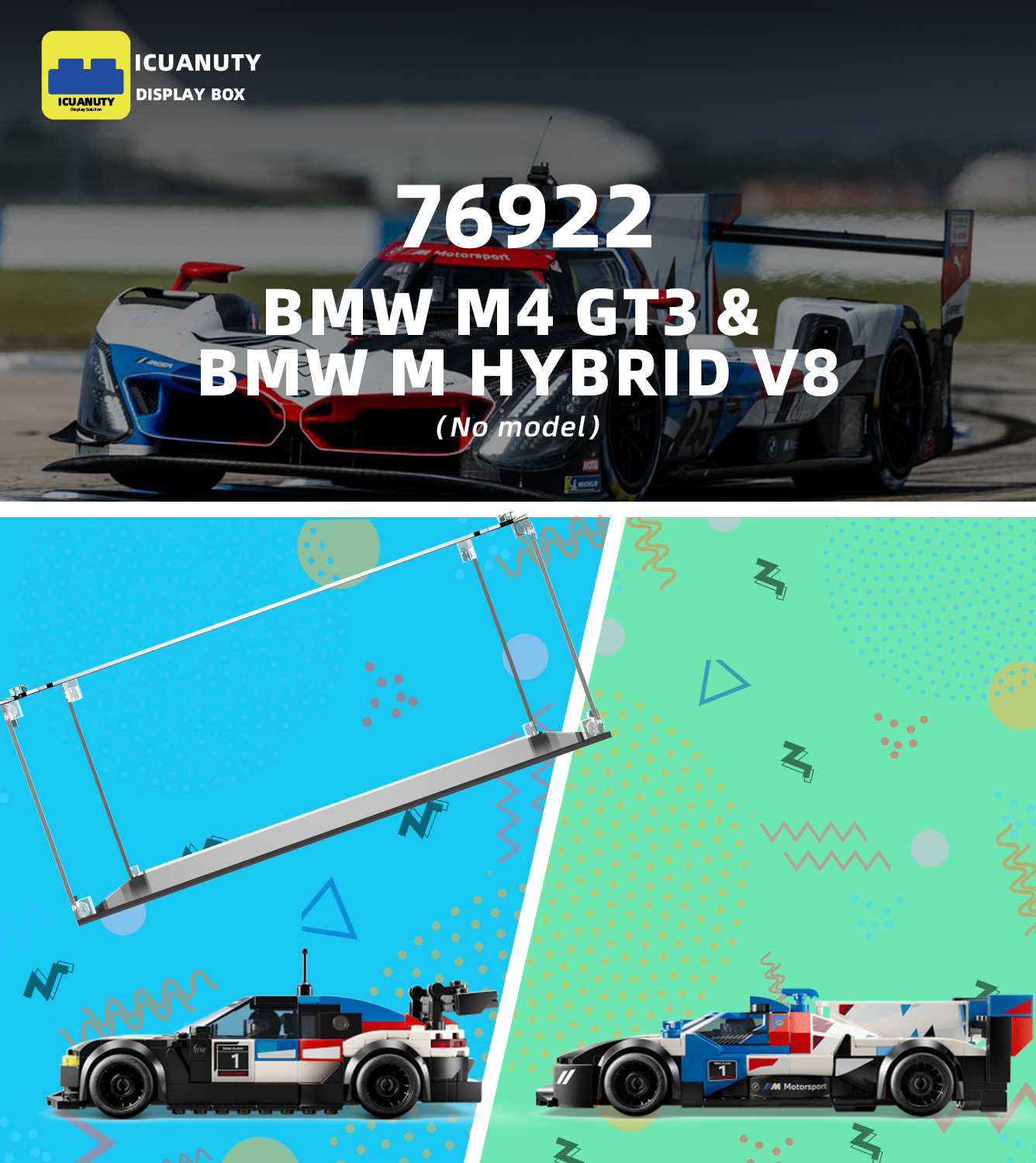 Display case for LEGO BMW M4 GT3 & BMW M Hybrid V8 76922