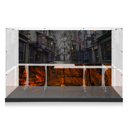 Display case for LEGO® Diagon Alley 75978 and Gringotts™ Wizarding Bank 76417 set