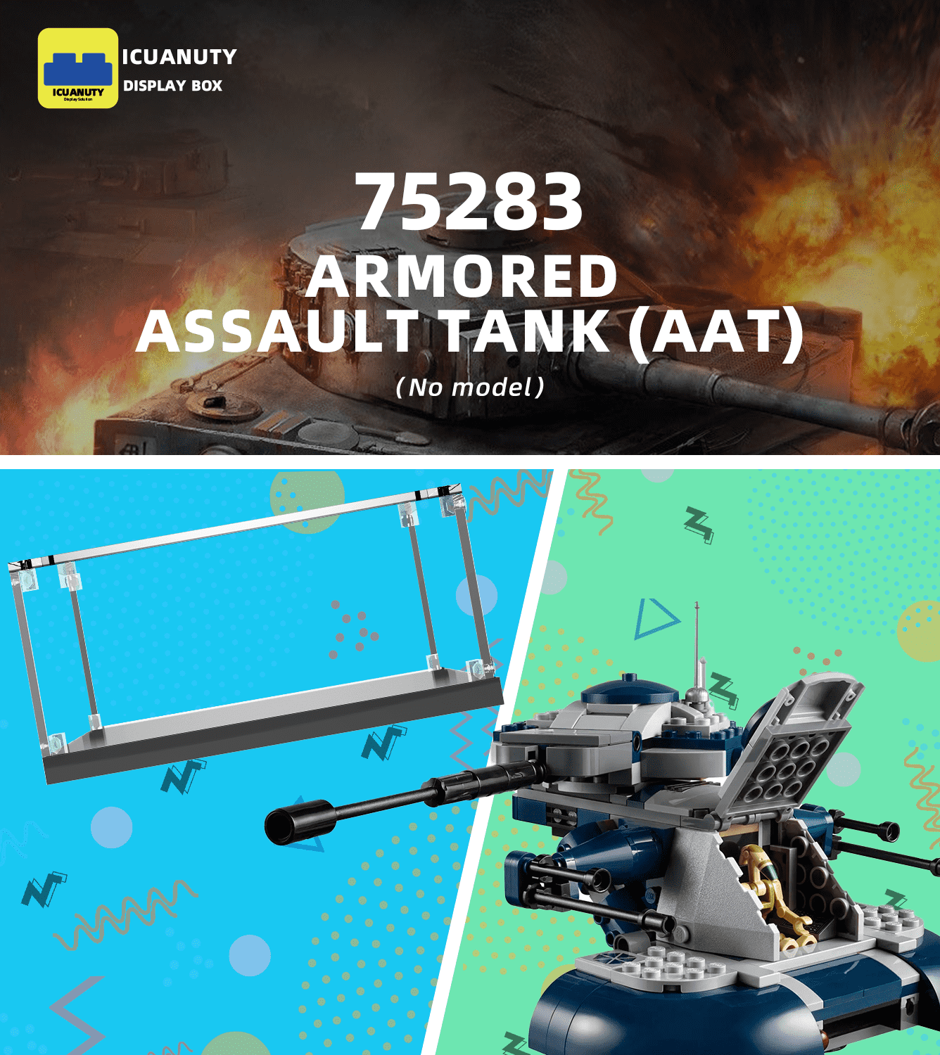 Display Case for Lego Armoured Assault Tank AAT 75283