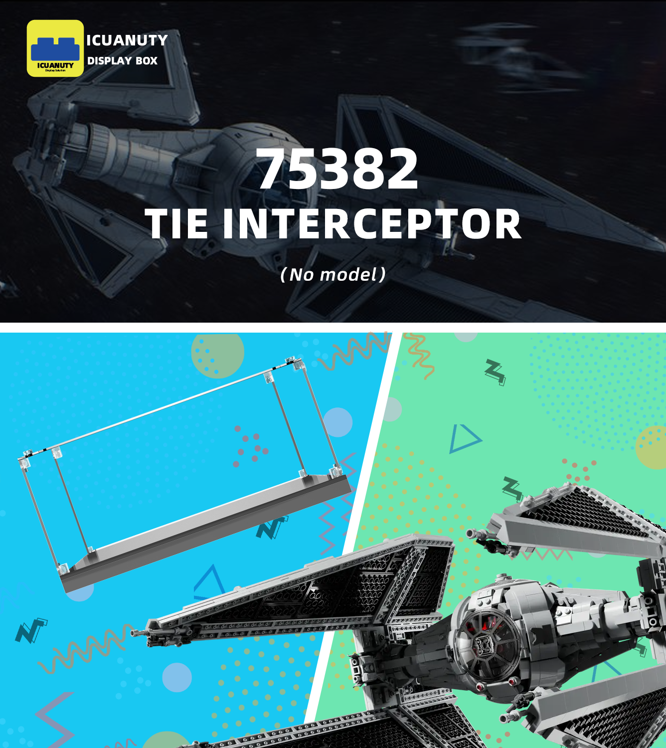 Display case for LEGO Star Wars TIE Interceptor 75382