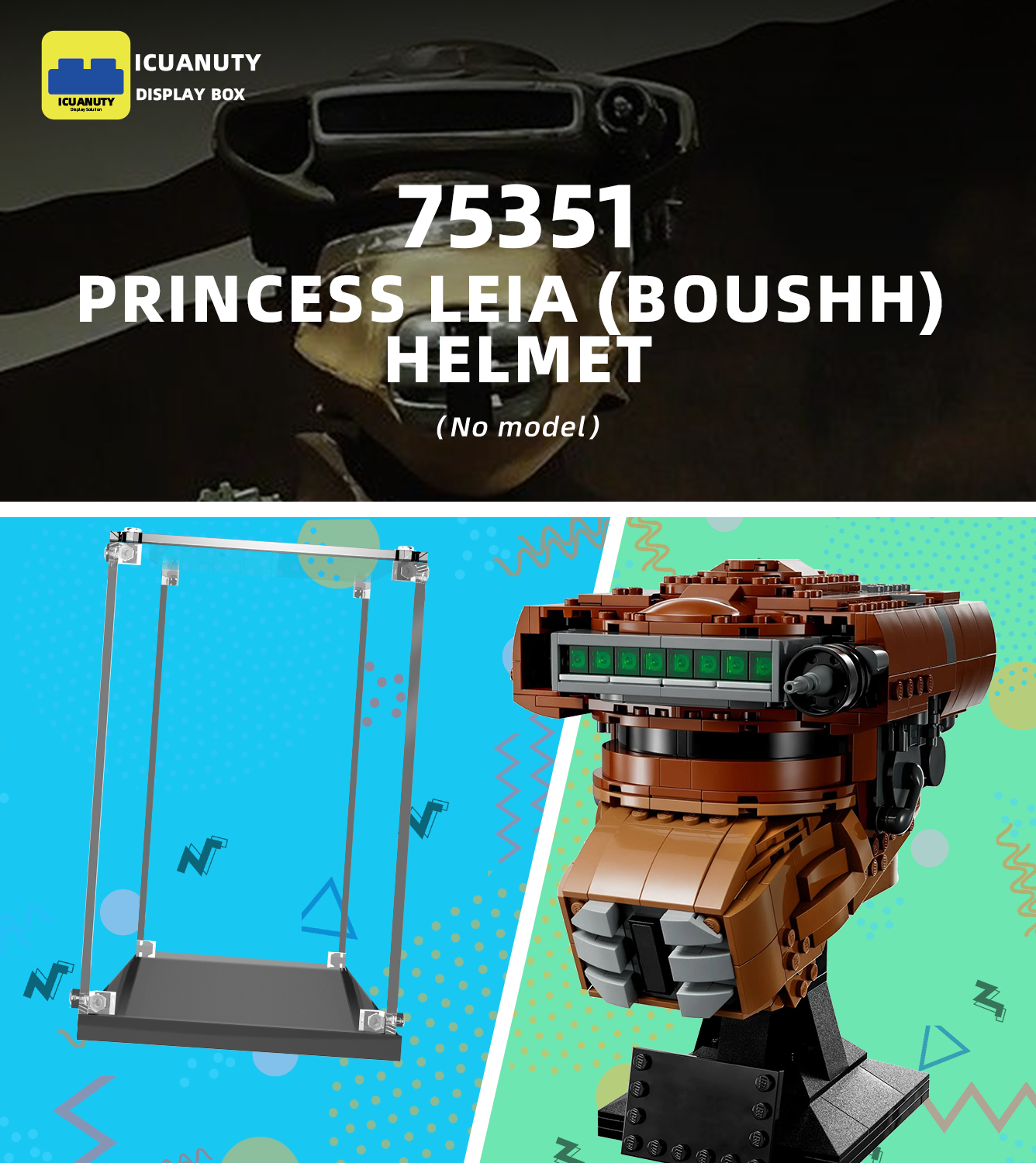 Display case for LEGO Princess Leia (Boushh) Helmet 75351