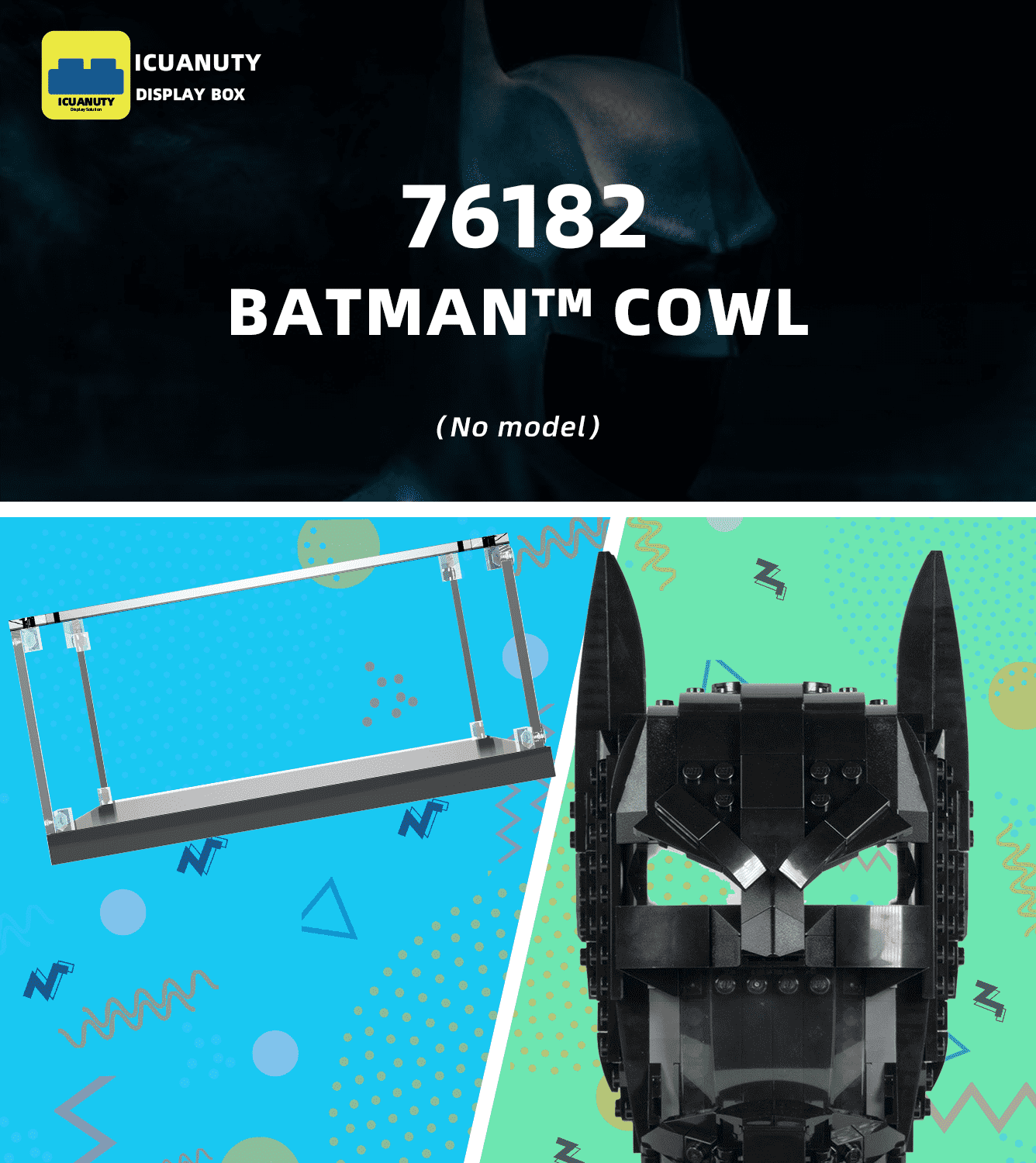 Display case for LEGO Batman Cowl 76182