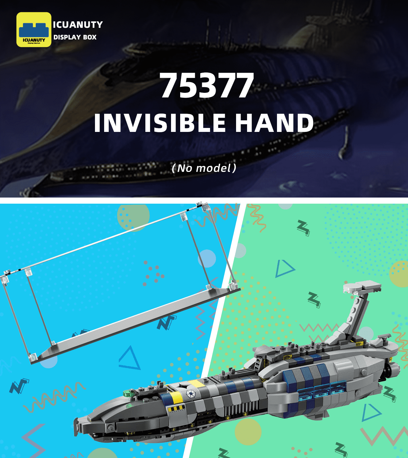 Display case for LEGO Invisible Hand 75377