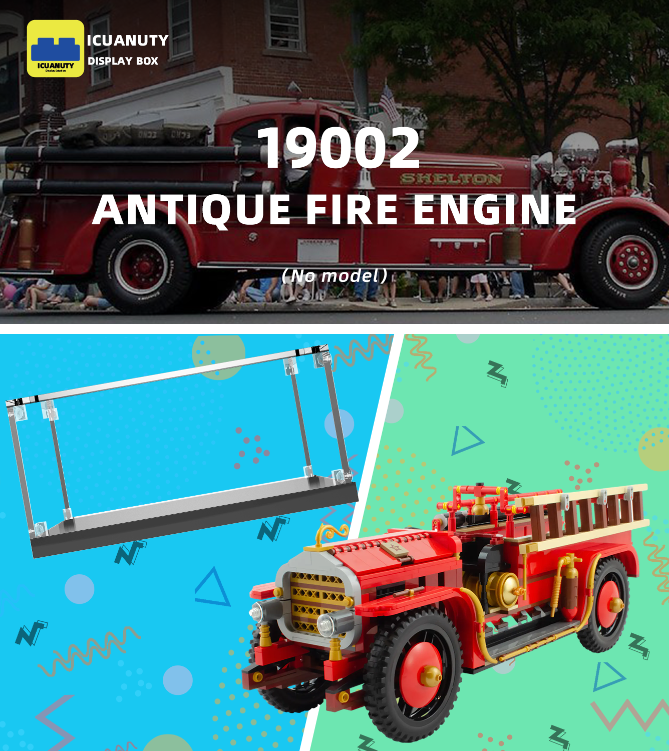 Display Case for Lego Bricklink Antique Fire Engine BL 19002