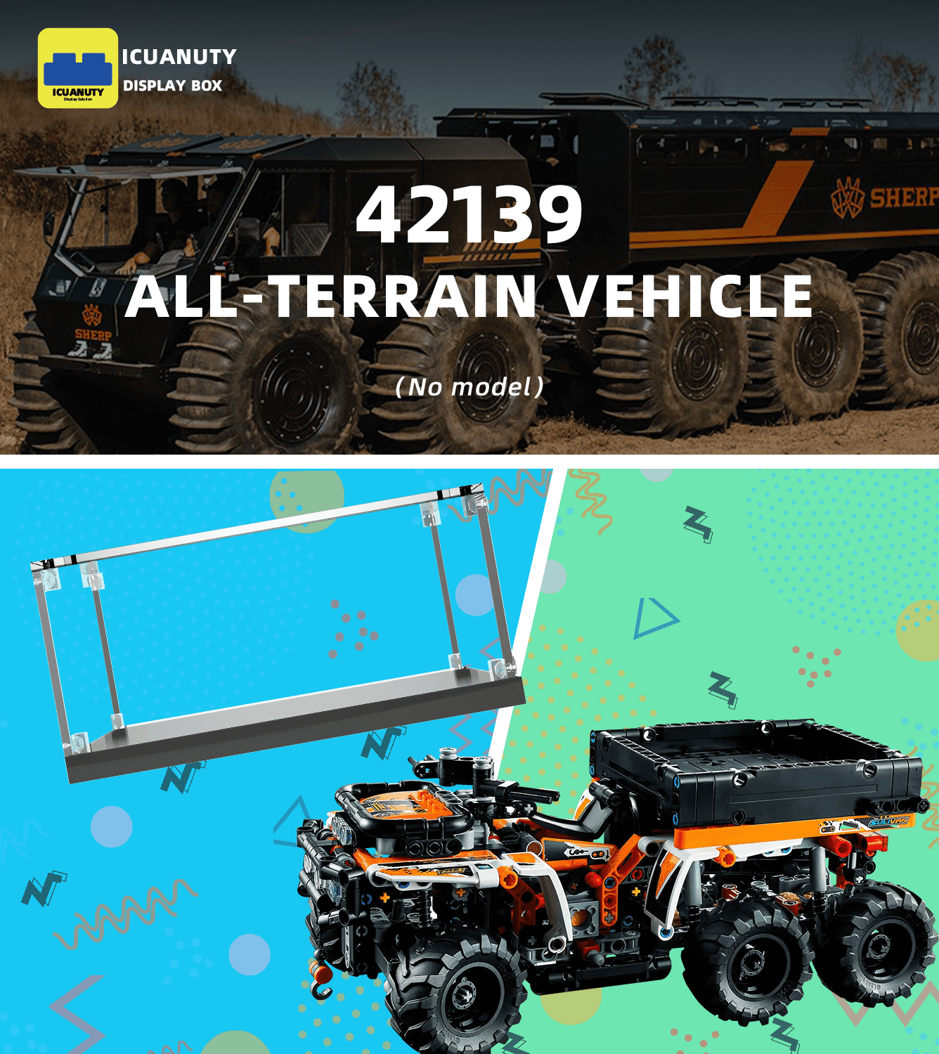 Display Case for LEGO Technic All-Terrain Vehicle 42139 - ICUANUTY