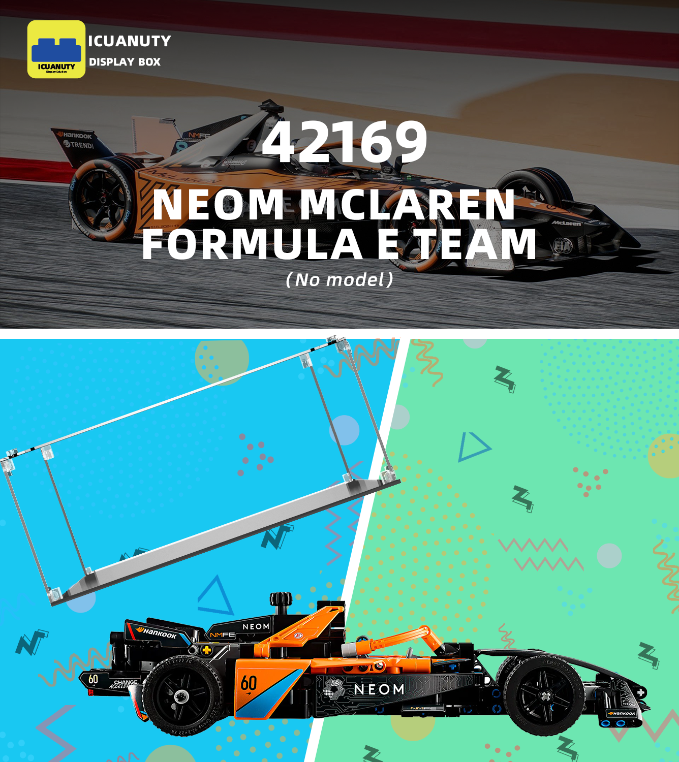 Display case for LEGO NEOM McLaren Formula E Team 42169