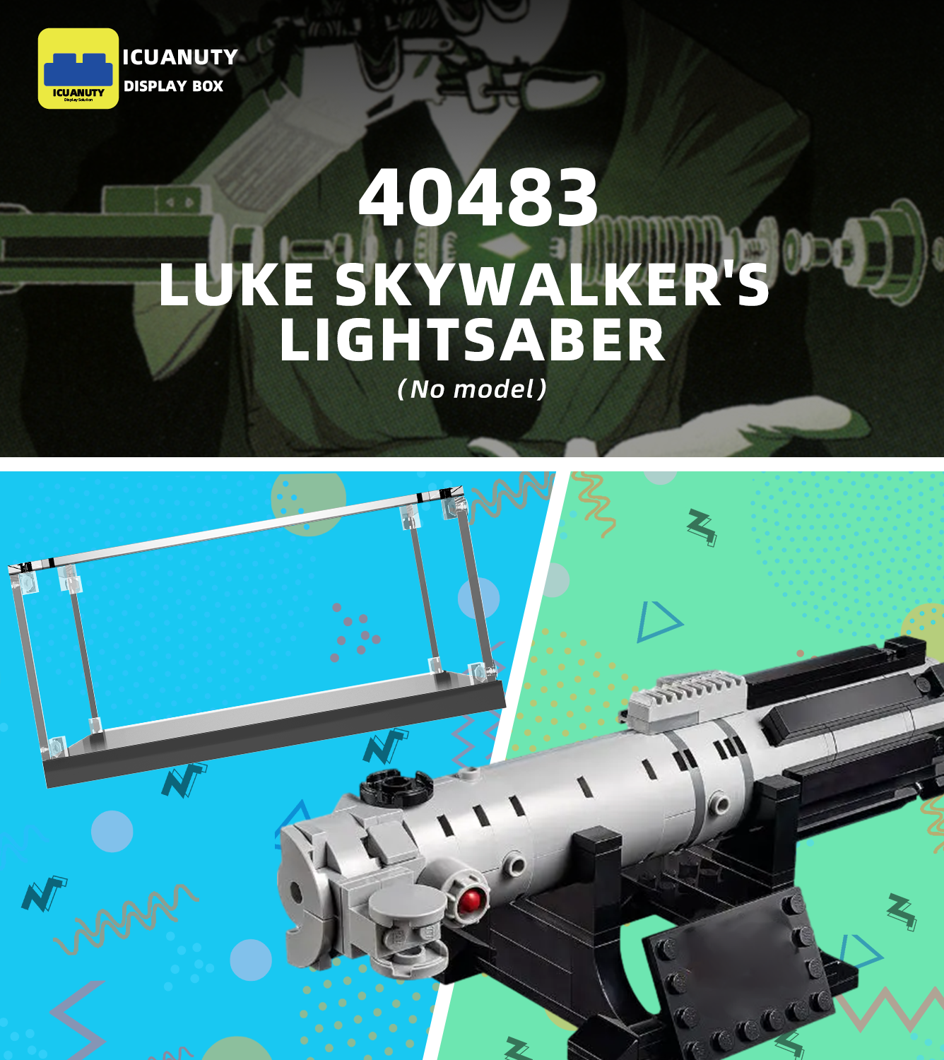 Display Case for Lego Luke Skywalker's Lightsaber 40483
