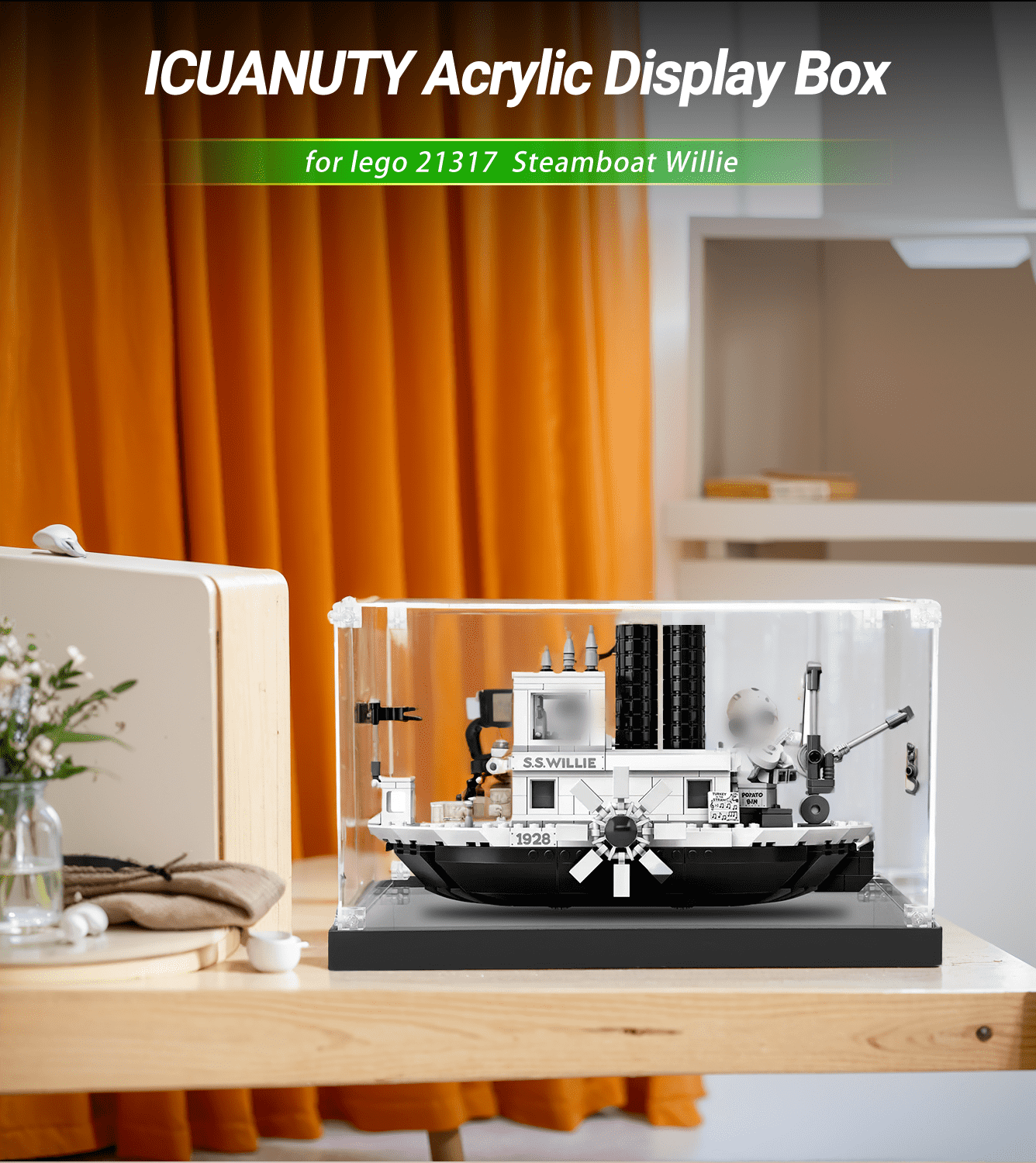 Display Case for Lego ideas Steamboat Willie 21317