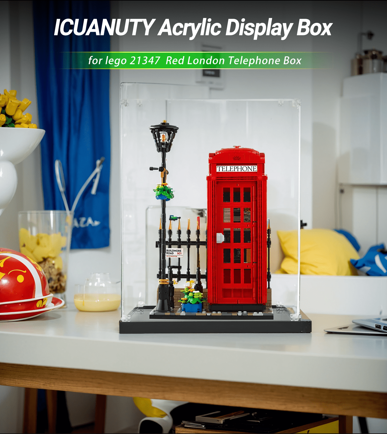 Display case for LEGO Creator Red London Telephone Box 21347