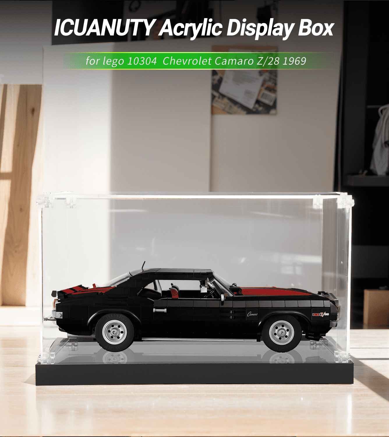 Display Case for LEGO Creator Chevrolet Camaro Z28 10304 - ICUANUTY