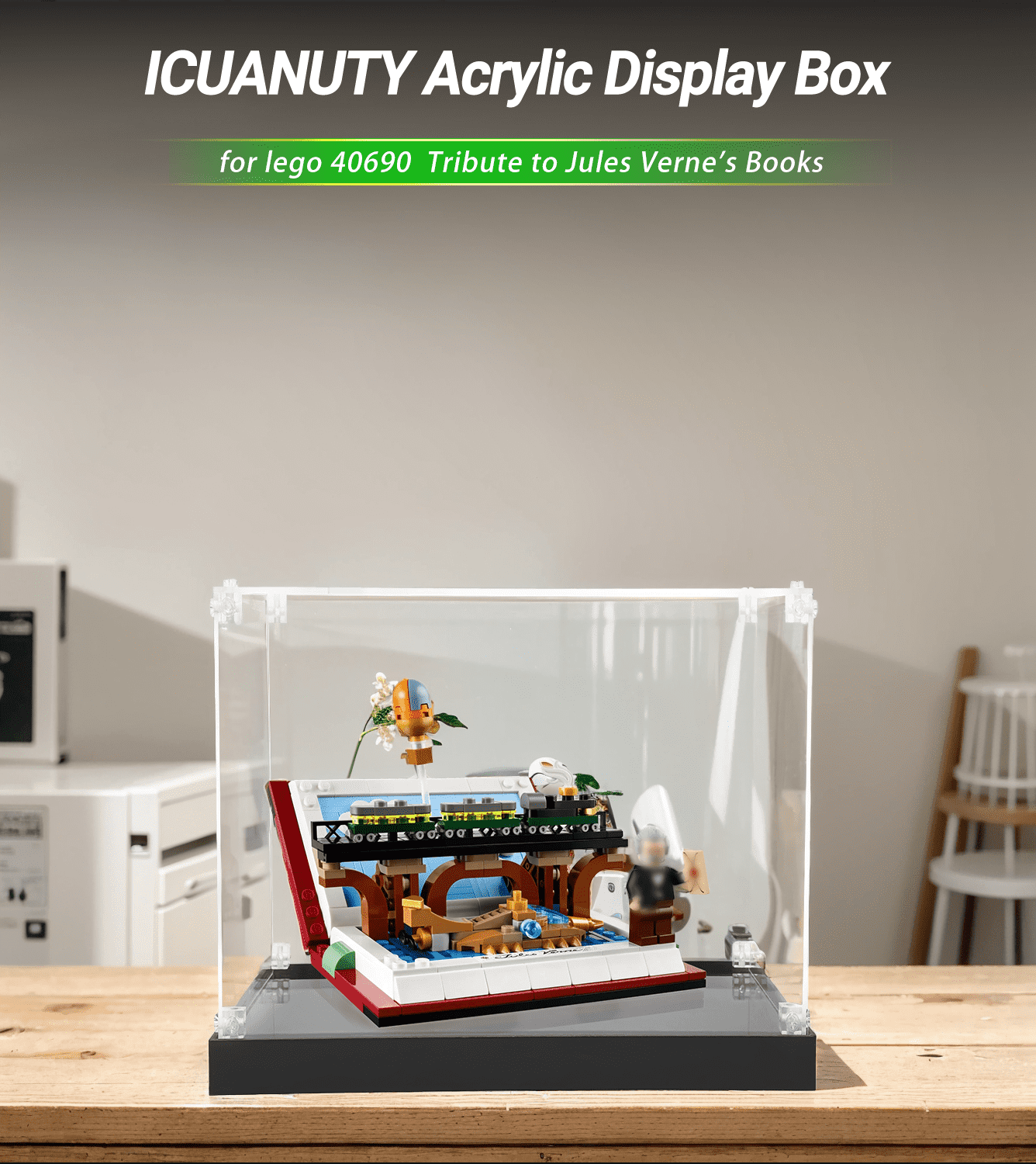 Display case for LEGO Tribute to Jules Verne's Books 40690