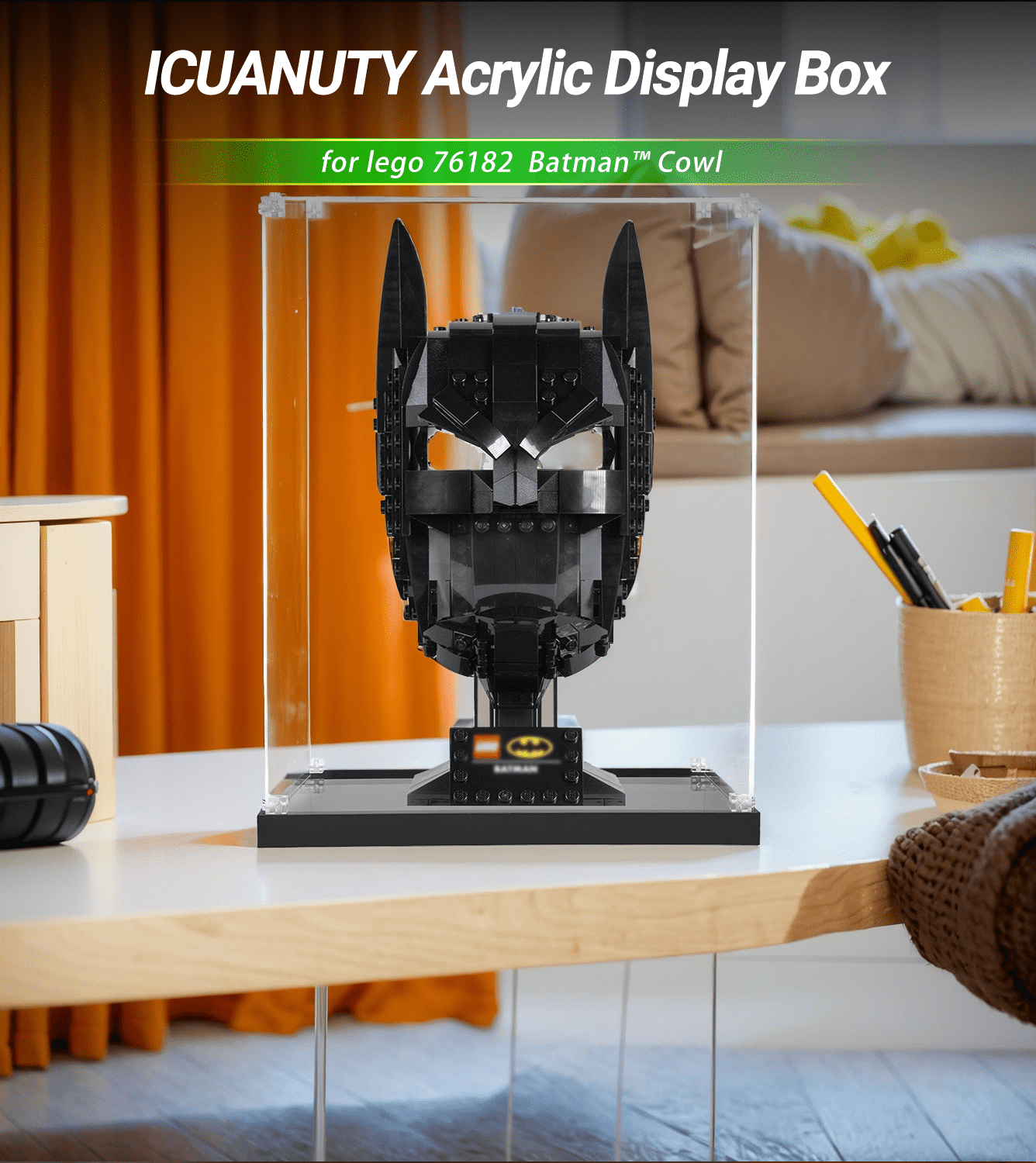 Display case for LEGO Batman Cowl 76182