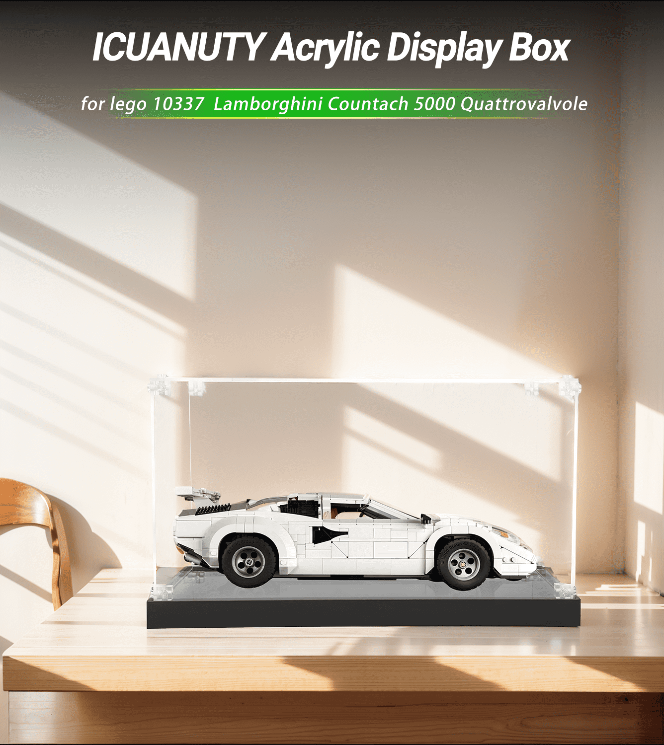 Display case for LEGO Lamborghini Countach 5000 Quattrovalvole 10337 - ICUANUTY