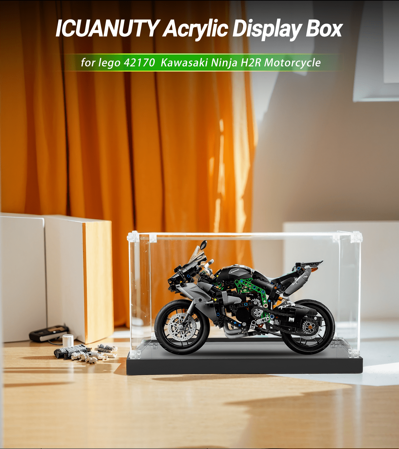 Display case for LEGO Kawasaki Ninja H2R Motorcycle 42170