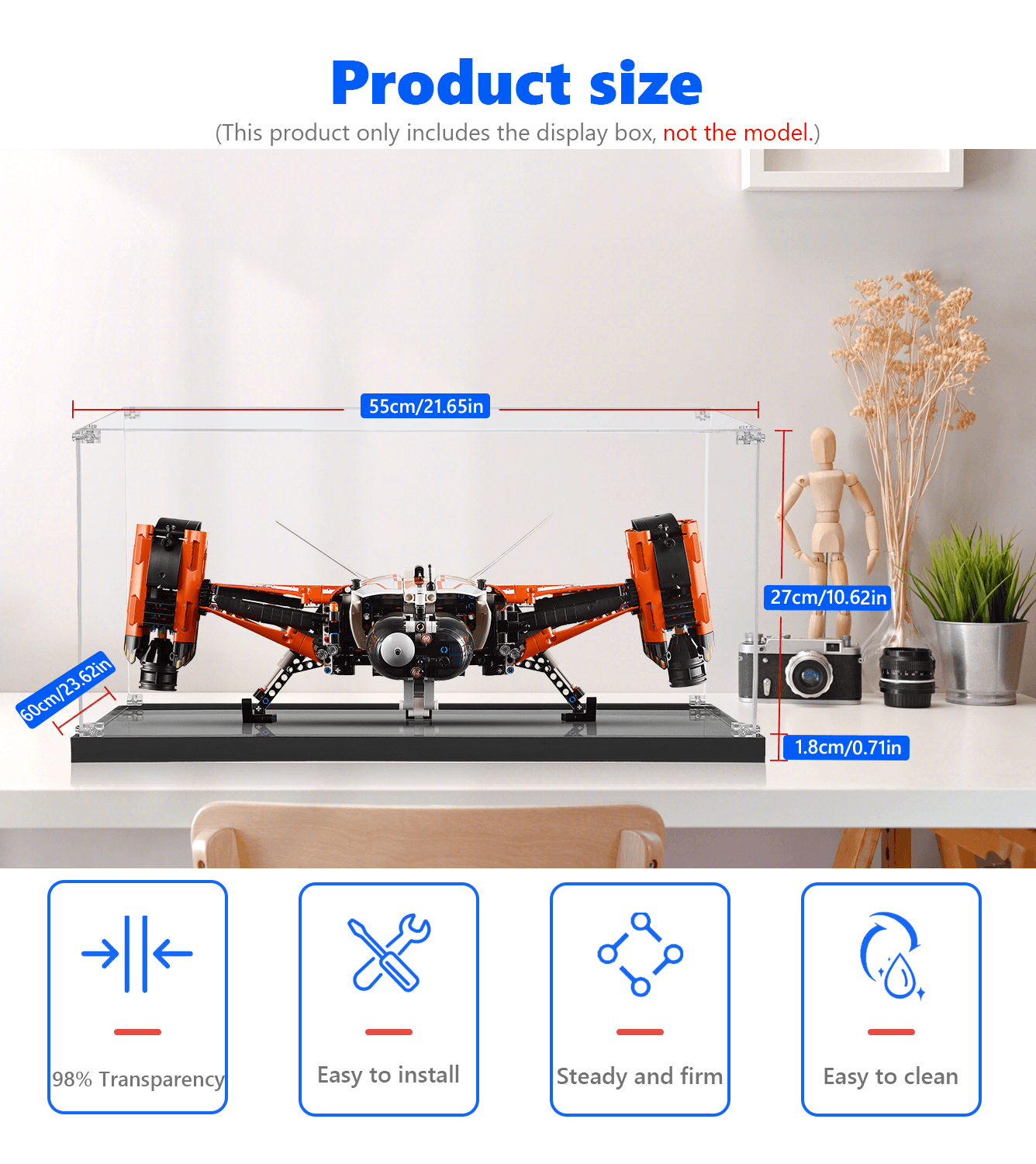 Display case for LEGO® Technic™ VTOL Heavy Cargo Spaceship LT81 (42181) - ICUANUTY