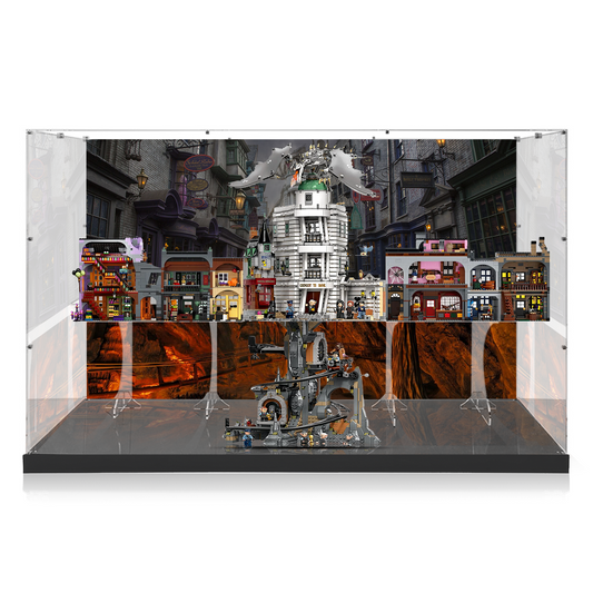 Display case for LEGO® Diagon Alley 75978 and Gringotts™ Wizarding Bank 76417 set