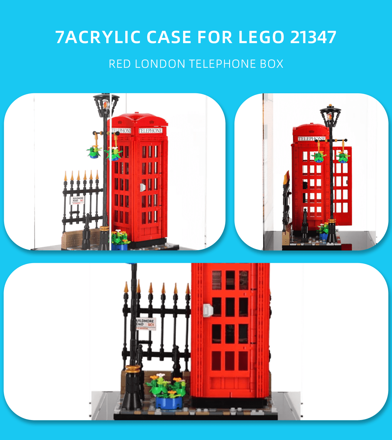 Display case for LEGO Creator Red London Telephone Box 21347