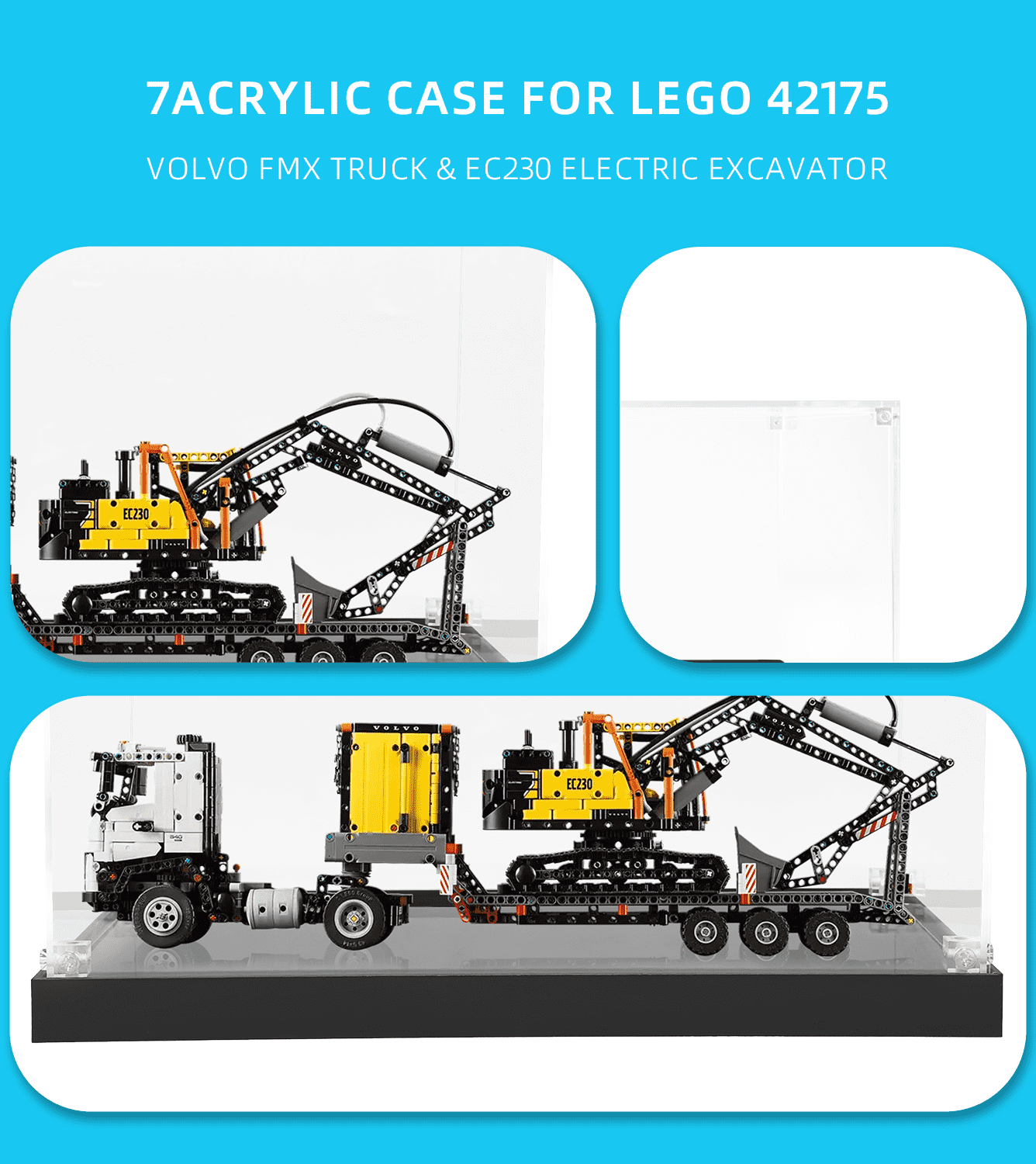 Display case for LEGO Volvo FMX Truck & EC230 Electric Excavator 42175