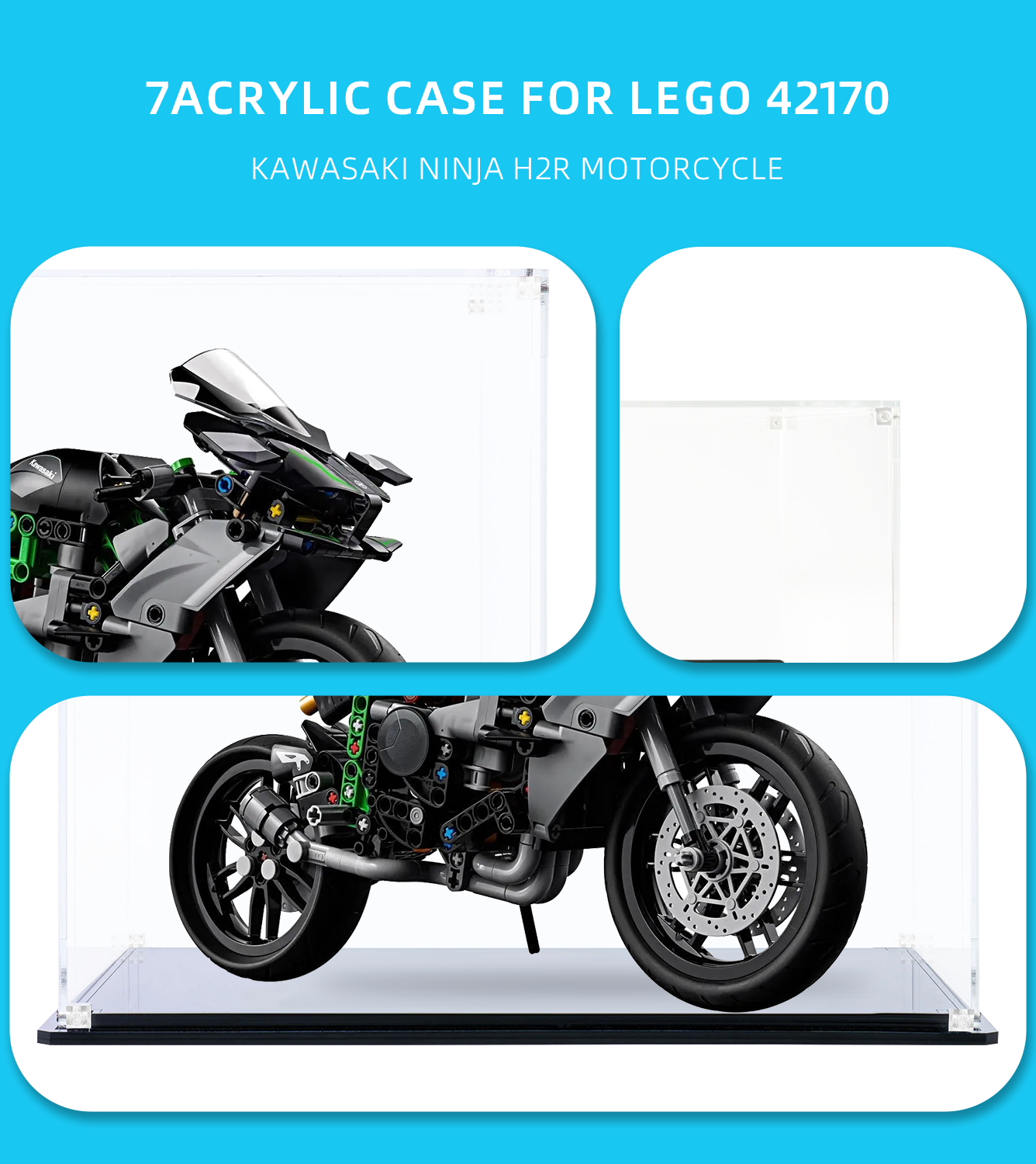 Display case for LEGO Kawasaki Ninja H2R Motorcycle 42170
