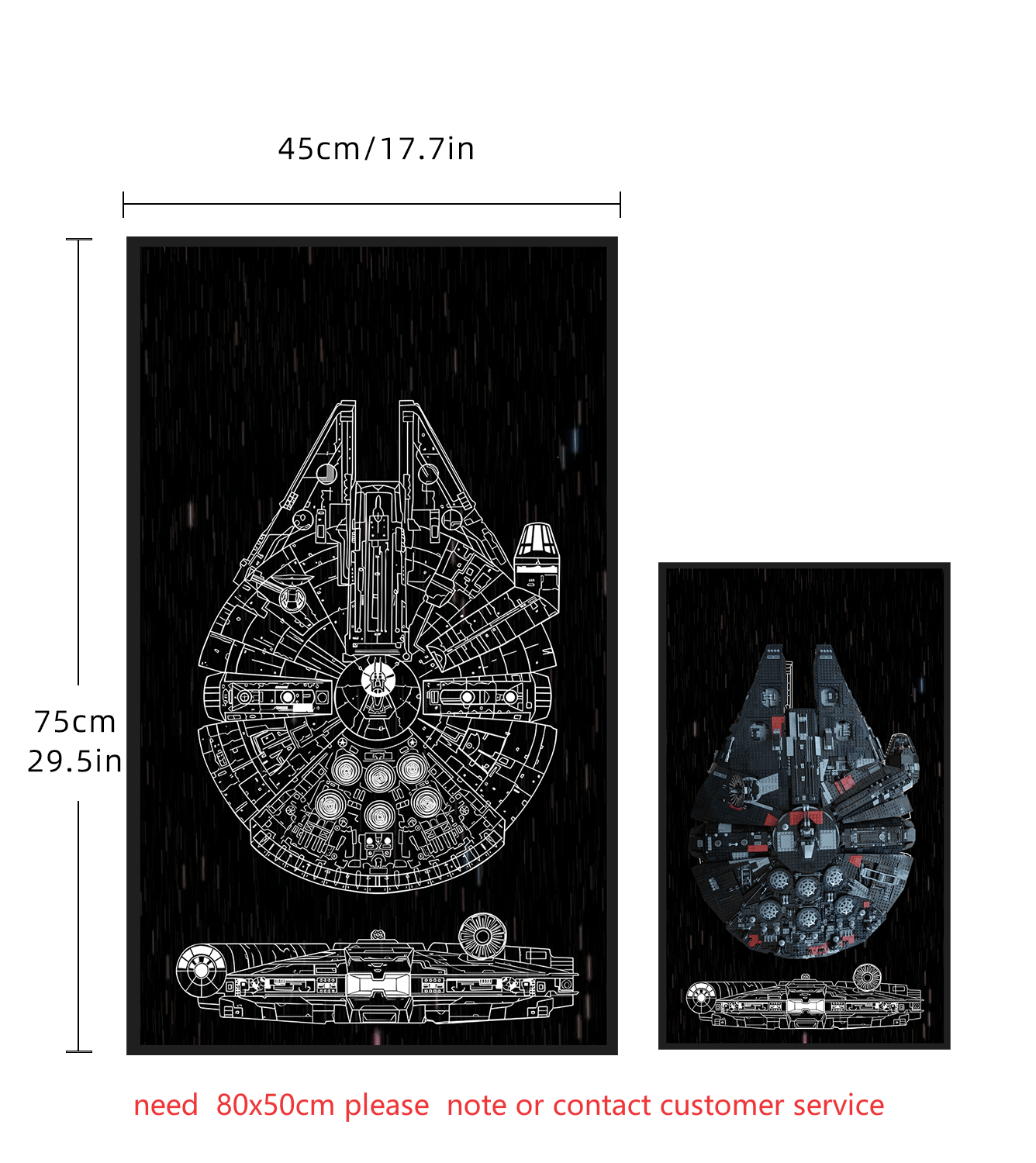 Display Wall Frame for LEGO Star Wars The Dark Falcon 75389 - ICUANUTY