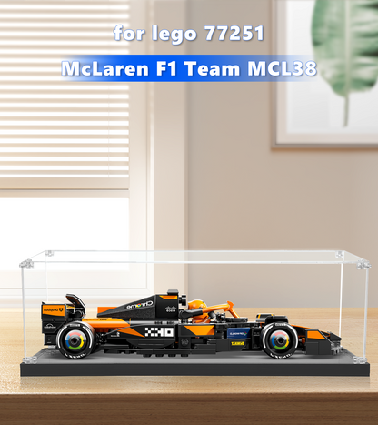 Custom display case for LEGO® McLaren F1 Team MCL38 (77251), tailored for a perfect fit and enhanced display