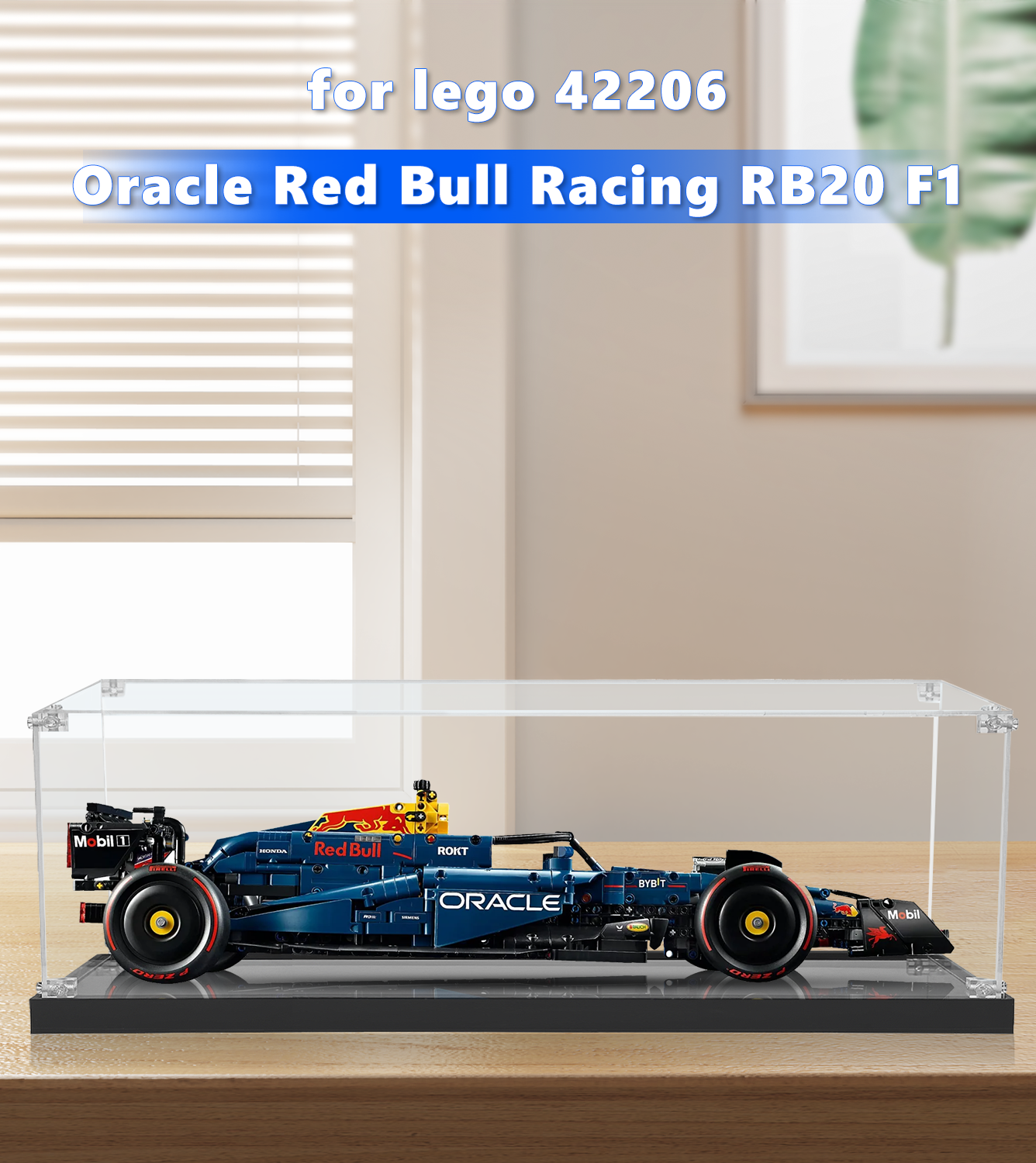 Custom-designed display case for LEGO® Oracle Red Bull Racing RB20 F1 (42206), tailored to fit and enhance the model