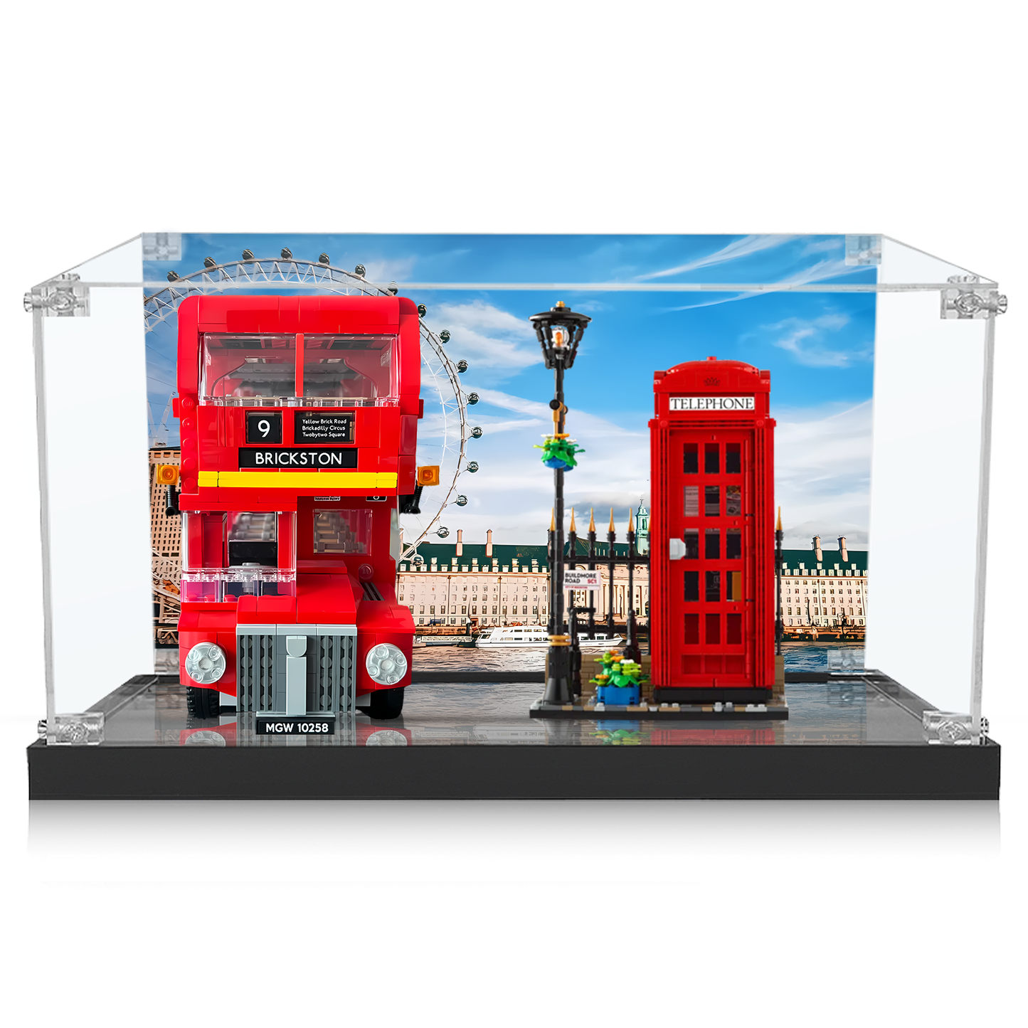 Display Case for London Bus 10258 and Red London Telephone Box 21347