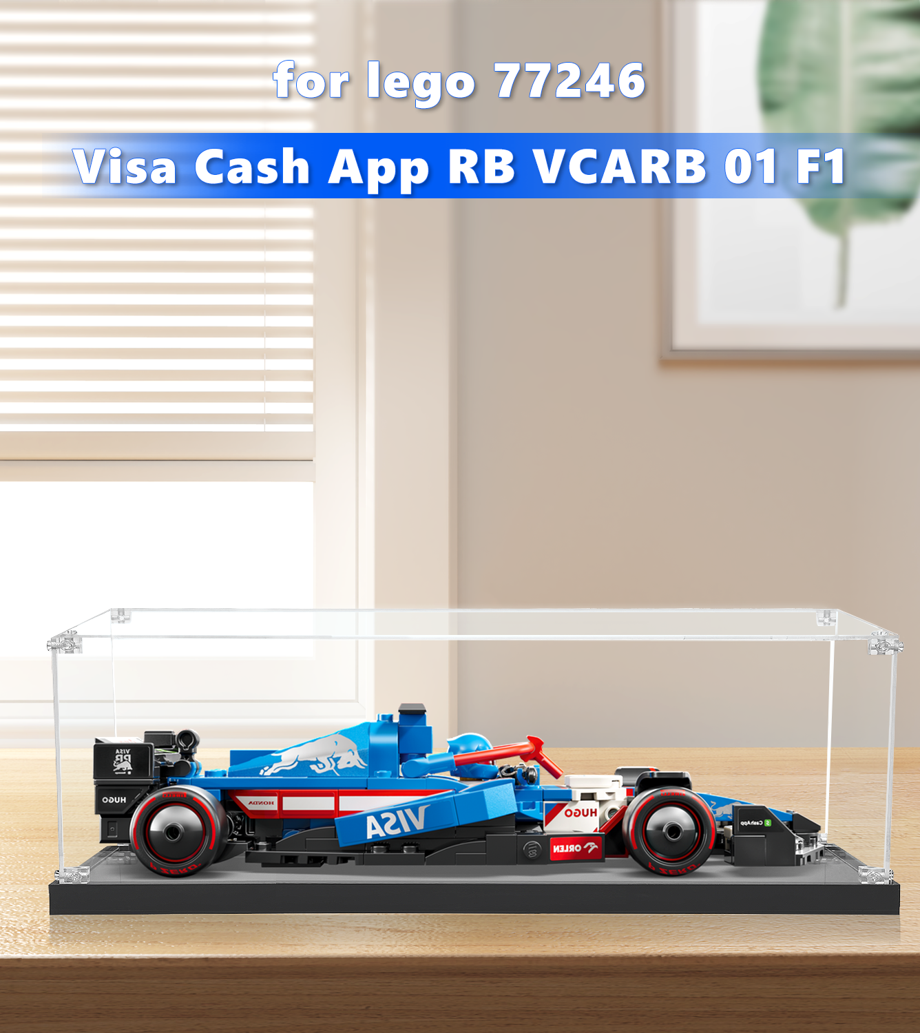 Protective display case for LEGO® Visa Cash App RB VCARB 01 F1, offering dust and damage protection