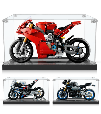 Premium display case for LEGO® Panigale V4 S (42202), offering clear visibility and elegant presentation for your model