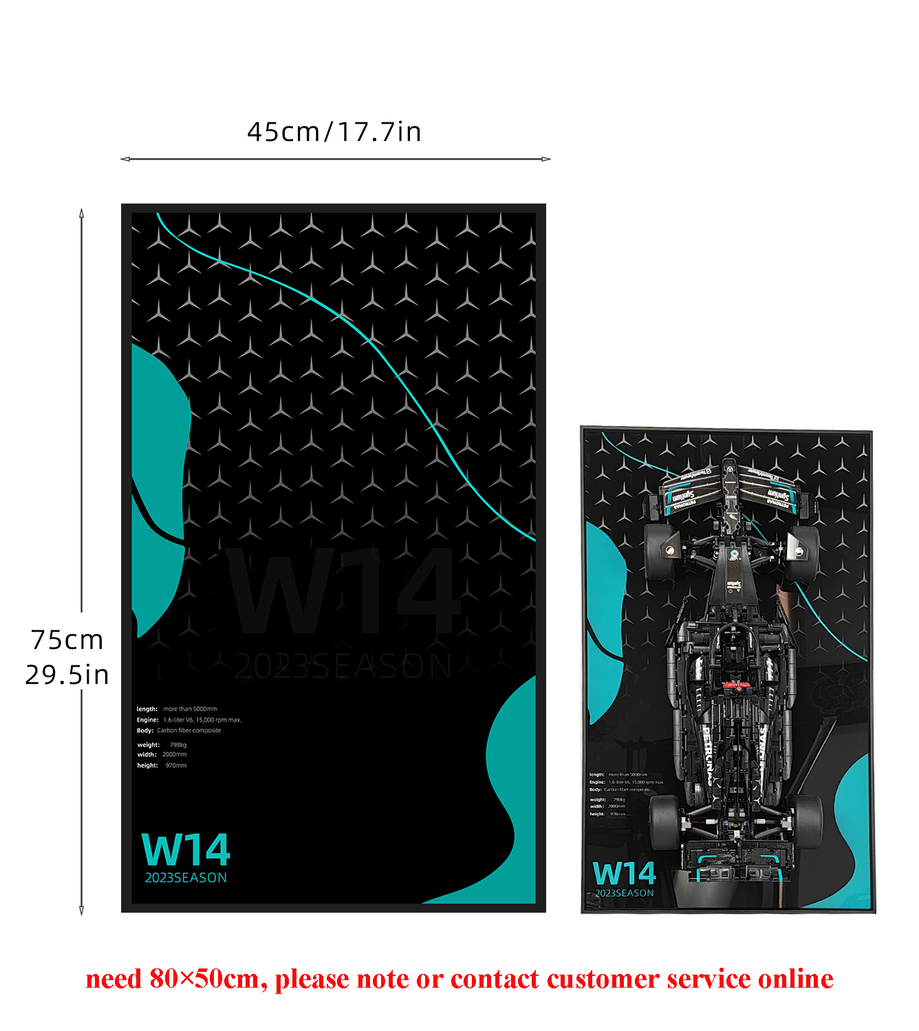 Display Wall Mount for Lego Technic™ Mercedes-AMG F1 W14 E Performance (42171) - ICUANUTY