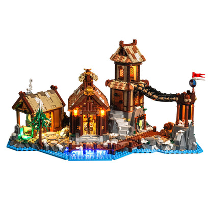 LED light kit for lego Ideas 21343 Viking Village Lighting can be changed by remote control